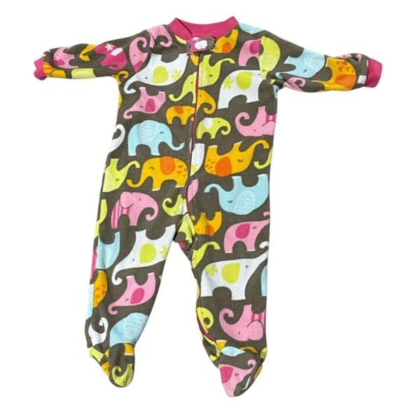 Carter’s Infant Fleece Pajamas Multi Color Elephants Size: 9 Months - Picture 1 of 5